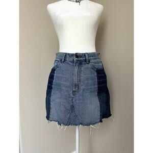 Evidnt LA Light Blue Patchwork Mini Skirt